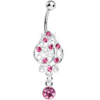 Pink Gem Brilliant Rosebud Dangle Belly Ring