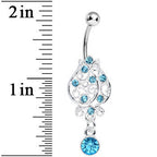 Aqua Gem Brilliant Rosebud Dangle Belly Ring