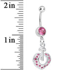 Pink Gem Your Heart Has the Key Dangle Belly Ring