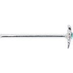 925 Sterling Silver 22G Green CZ Shamrock Bendable Nose Bone