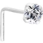 925 Sterling Silver 3mm Round Clear CZ L-Shape Nose Ring