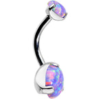 Double Light Purple Synthetic Opal Internally Threaded Belly Ring 3/8