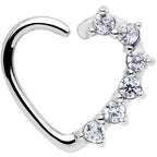 16G Clear CZ Heart Left Closure Daith Cartilage Tragus Earring