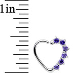 16G Purple CZ Heart Left Closure Daith Cartilage Tragus Earring