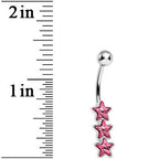 Pink Gem Dazzling Triple Star Belly Ring