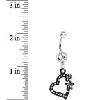 Clear Gem Celestial Bodies Dark Heart Dangle Belly Ring