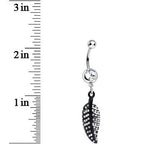 Clear Gem Glimmering Black Forest Leaf Dangle Belly Ring