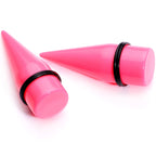 00G to 1 inch 18 Piece Bright Pink Acrylic Ear Stretching Taper Kit Set