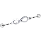 Clear Gem Endless Elegance Infinity Symbol Industrial Barbell 38mm