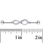 Clear Gem Endless Elegance Infinity Symbol Industrial Barbell 38mm