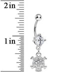 Clear Gem Crystal Pirate Skull and Crossbones Dangle Belly Ring
