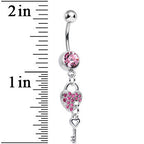 Pink Crystal Unlocking Love Padlock and Key Dangle Belly Ring