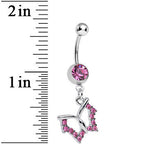 Pink Crystal Open Wing Graceful Butterfly Dangle Belly Ring