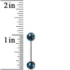 316L Steel Aqua Black Enamel Metallic Splash Barbell Tongue Ring