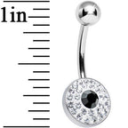 Clear Gem Medallion with Round Black Gem Core Belly Ring
