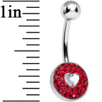 Red Gem Medallion with Clear Gem Heart Core Belly Ring