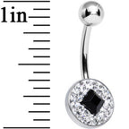 Clear Gem Medallion with Black Gem Diamond Core Belly Ring