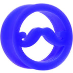 7/8 Blue Silicone Dapper Mustache Tunnel Plug