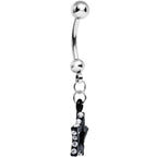 Clear Gem Sparkling Outline Stripe Black Star Dangle Belly Ring