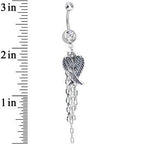 Clear Double CZ Chain Streamer Angel Wing Dangle Belly Ring