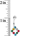 Multicolored Gem Universal Flux Inverse Square Belly Ring