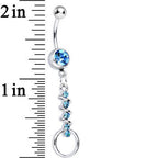 Aqua Gem Zig Zag Ribbon Door Knocker Dangle Belly Ring