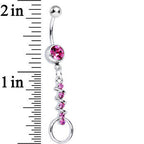 Pink Gem Zig Zag Ribbon Door Knocker Dangle Belly Ring