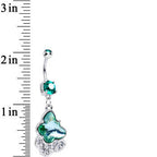 Green Double Gem Kindred Butterfly Dangle Belly Ring