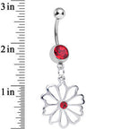 Red CZ Sunny Season Hollow Flower Dangle Belly Ring