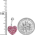 Pink Gem Flash of Love Heart Belly Ring
