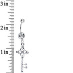 Clear Gem Sparkling Twisted Key Dangle Belly Ring