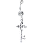 Clear Gem Sparkling Twisted Key Dangle Belly Ring