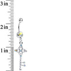 Aurora Gem Sparkling Twisted Key Dangle Belly Ring