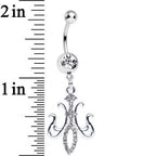 Clear Gem Magnifique Fleur de Lis Dangle Belly Ring