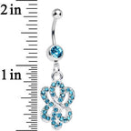 Aqua Gem Sparkling Sailor Knot Dangle Belly Ring