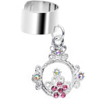 Pink and Aurora Gem Reigning Princess Crown Dangle Ear Cuff