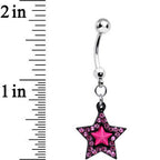 Pink Gem Pink Center Bellissima Black Star Dangle Belly Ring