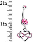 Pink Cubic Zirconia Infinite Love Heart Dangle Belly Ring