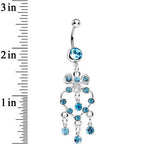 Aqua Gem Bow Tie Decorative Hollow Heart Dangle Belly Ring