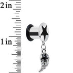 0G Clear Gem Angel Wing and Black Star Single Flare Dangle Plug
