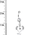 Clear Gem Fanciful Arched Heart Dangle Belly Ring