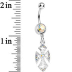 Aurora Gem Ornate Heavenly Cross Dangle Belly Ring