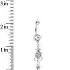 Clear Gem Sparkling Fleur De Lock Dangle Belly Ring