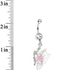 Clear Cubic Zirconia Captivating Butterfly Dangle Belly Ring