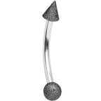 16G 3/8 Black Sandblasted Steel Curved Eyebrow Ring 3mm Cone