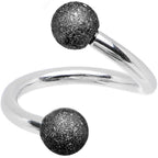16G 5/16 Black Sandblasted Steel Spiral Barbell 3mm Ball