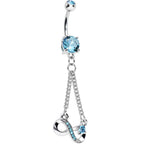 Aqua Cubic Zirconia Dazzling Infinity Symbol Dangle Belly Ring