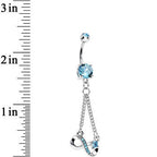 Aqua Cubic Zirconia Dazzling Infinity Symbol Dangle Belly Ring