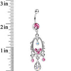 Pink Aurora Gem Victorian Allure Chandelier Belly Ring