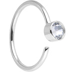 20G 5/16 Stainless Steel Clear Round Cubic Zirconia Nose Hoop